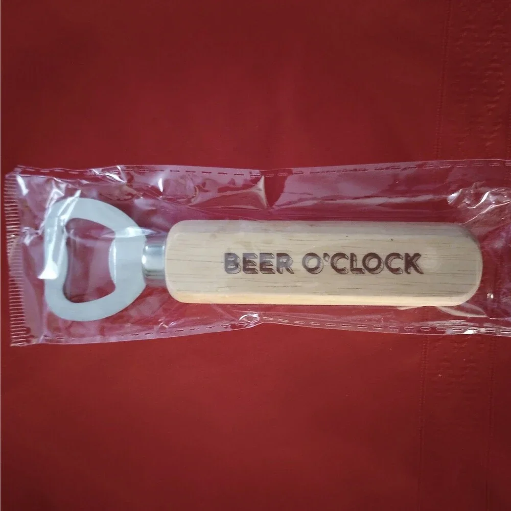 NEW Beer O'Clock Wood Handle Bottle Opener Bar Tool Home Kitchen Accessories